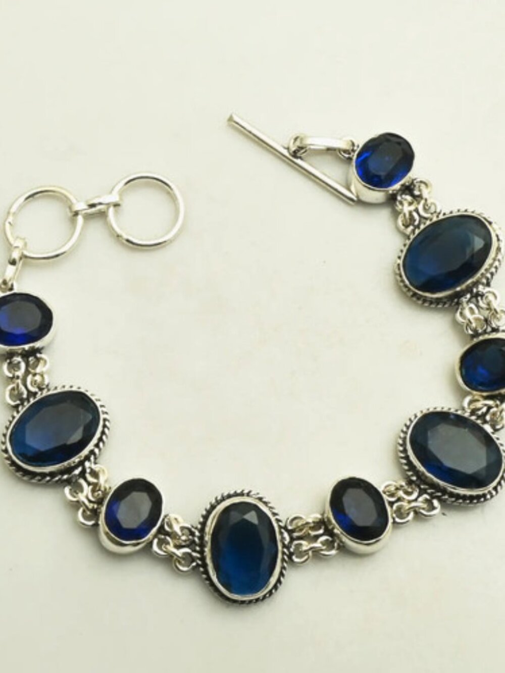 Tanzanite Gemstone Sterling Silver Bracelet  22 Gms